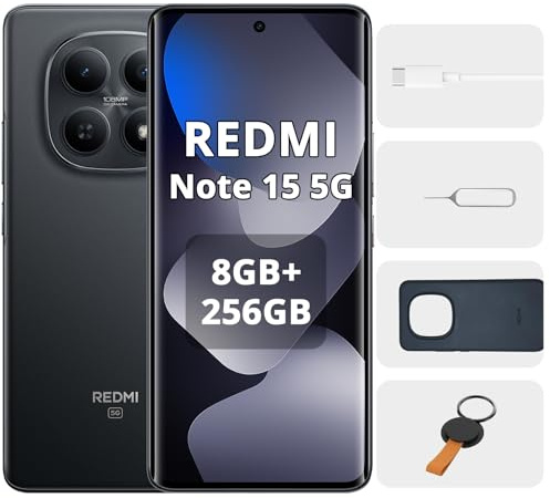 Xiaomi Redmi Note 15 5G 8GB+256GB Smartphone, 6.77 AMOLED FHD+ Display, Snapdragon 6 Gen 3, 108MP Camera, 5520 mAh Battery, Black, No Charger