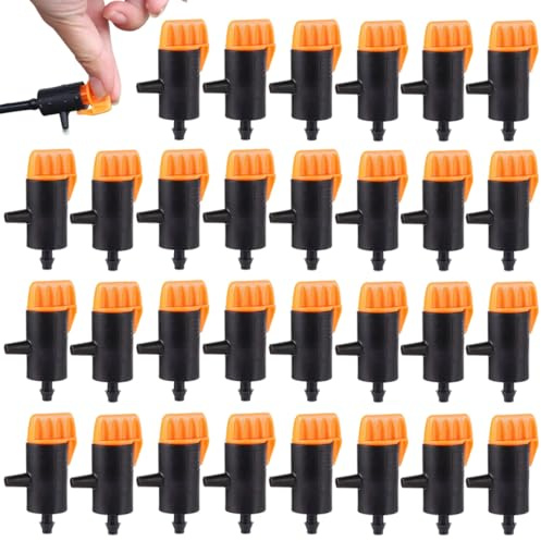 HAPZUR 30 Pezzi Gocciolatori Irrigazione a Goccia, Flusso Regolabile per Tubo 4/7mm, Sistema Micro Irrigazione A Risparmio Idrico per Giardino, Orto, Fiori & Vasi.