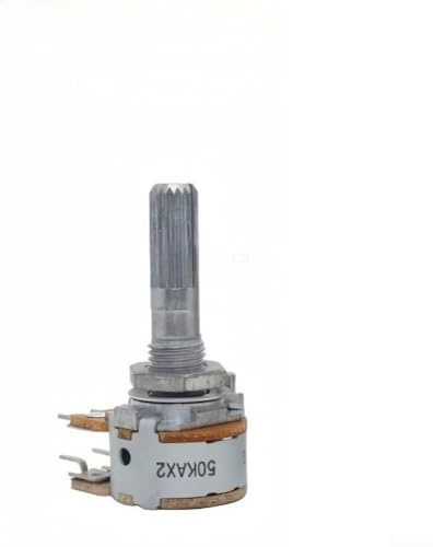 Dual 50K/100K Stereo-Potentiometer für RK16-Serie, Audio-Lautstärkeregler mit gerändeltem Schaft, 25 mm Länge, 300-Grad-Drehung, stabile elektrische Leistung für DIY-Reparatur (A50K)