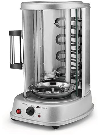 Flexzion Vertical Rotisserie Oven Grill - Countertop Shawarma Machine Kebab Electric Cooker Rotating Oven, Stainless Steel Roaster w/Bake Ware Kebob Skewers Stain Resistant Rotisserie Machine