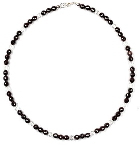 Granat Schmuck (Halskette) Granat Kette Granat Kugeln facettiert mit Bergkristall Kugeln facettiert Verschluss 925er Sterling-Silber Modellnummer 7024