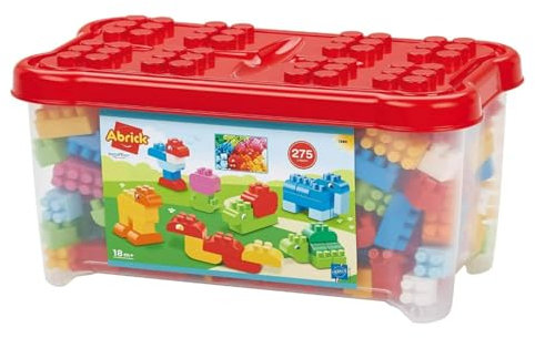 Jouets Ecoiffier -1389 - Coffre de rangement et briques à empiler Abrick – Jeu de construction pour enfants – 275 pièces – Dès 18 mois – Fabriqué en France