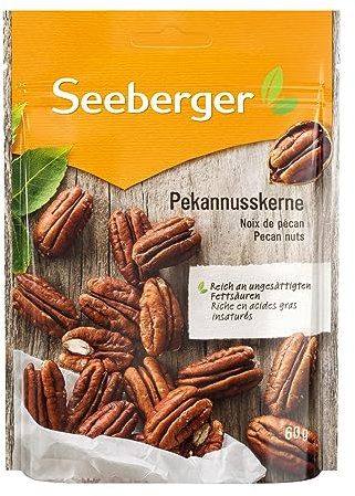 Seeberger Pekannusskerne 15er Pack : Große, unversehrte & knackig-frische amerikanische Pekannüsse - handlich & wiederverschließbar - naturbelassen (15 x 60 g)