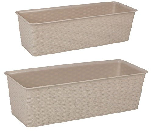 URBNLIVING Pot de fleurs rectangulaire, beige, 5 Large