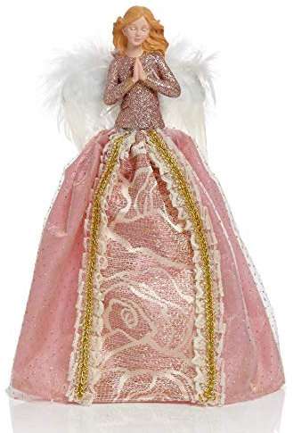 Premier Puntale per albero di Natale a forma di fatina a forma di angelo, colore oro rosa