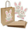 5x itenga Papiertragetaschen + Aufkleber Osterhase Oster-Geschenktüten mit Kordel 18x8x22cm 90g braun Kraftpapiertüten Kraftpapierbeutel mit Griff mittlere Größe - Geschenktaschen Ostern