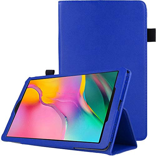 TECHGEAR Custodia in Pelle per Nuovo Samsung Galaxy Tab A 10.1 2019 (SM-T510 / SM-T515) Custodia Protettiva di Alta qualità in PU Pelle con Supporto e Cinturino a Mano [Blu]