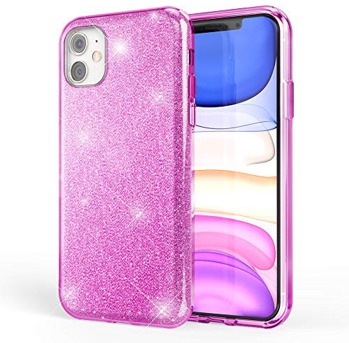 NALIA Glitzer Hülle kompatibel mit iPhone 11, Diamant Schutzhülle Glitter Case Bling Cover Silikon Handyhülle Dünn, Ultra-Slim Phone Backcover Handy-Tasche Diamond Bumper Strass Etui, Farbe:Lila