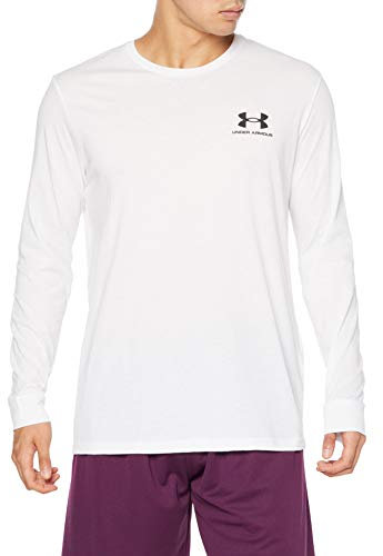 Under Armour UA Sportstyle Left Chest LS - Long Sleeve - Tops - White/Black - Size: SM