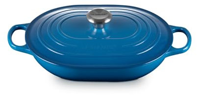 Le Creuset Enameled Cast Iron Signature Oval Casserole with Lid, 3.75 Quart, Marseille