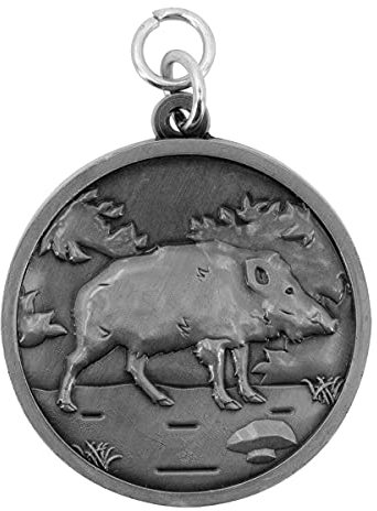 Deitert Jagdmedaille mit Name oder Wunschtext graviert, Motiv - Wildschwein -, hochwertiges Altsilber, personalisierte Jagdauszeichnung, Trophäe