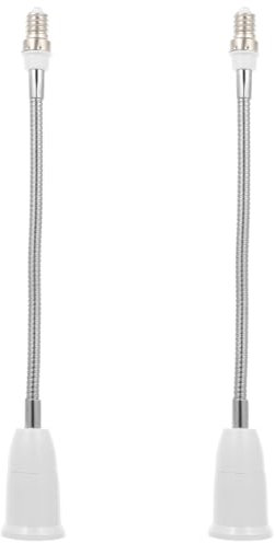 FRCOLOR 2Pcs E14 a E27 Extensores de Portalámparas Portalámparas Extensiones de Bombilla Adaptador de Bombilla Flexible con Tornillos Base Ajustable para Oficina Sótano de Casa 29.5Cm