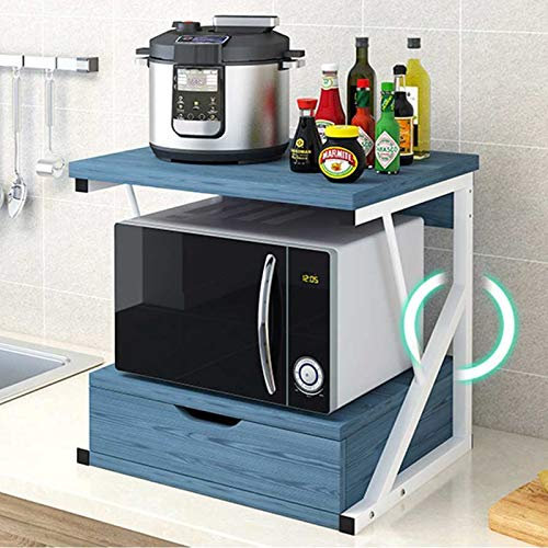 Repisa Para Horno De Microondas Horno de microondas de 2 niveles con cajones Home Cocina Encimitop Vajilla Caja de almacenamiento Spice Utensilios de cocina Almacenamiento Rack Cocina Cuarto de baño F