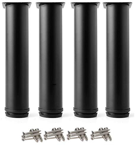 Drenky 4 Pieds Noir Réglables 200 mm De Hauteur Épaissir Les Pieds d'armoire Pieds de Table Pieds de Meubles, Acier Inoxydable Hauteur réglable 0-15 mm Venez avec des vis en Acier Inoxydable