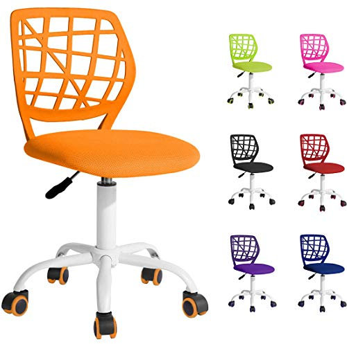 Beltom® Computer-Schreibtischstuhl mit Rückenlehne, Verstellbarer Schreibtischstuhl für Kinder Kleiner Arbeitsstuhl für zu Hause. 360° Drehbarer Armless Mesh Task-Bürostuhl höhenverstellbar - Orange