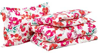 GANT Blooming Bettwäsche-Set Rot Größe 240x220+2x80x80 + 2X Größe 80x80cm Blumen Flowers