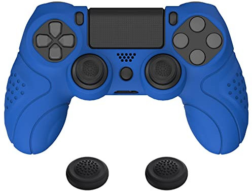 PlayVital Cover Joystick per ps4 Controller Custodia Skin Protettiva Silicone Antiscivolo per ps4 Slim Pro Joypad con Gommini Copri Levette Analogiche,Guardian Edizione,Azzurro