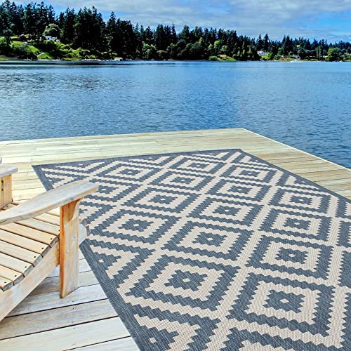 THE RUGS Outdoor Rug – Weather & UV Resistant Outdoor/Indoor Area Rugs - Durable Rugs for Patio, Deck, Garden, Kitchen, Bathroom or Living Room - Blue, 80 x 150 cm