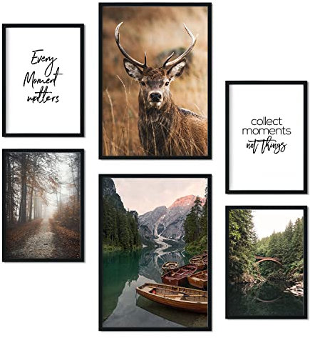 Nacnic - Confezione da 6 Stampe fotografiche Decorative - Arte da Parete con Foresta, Natura e Montagna - Decorazione murale Moderna - A3 e A4. Non incorniciato