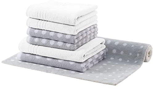 Egeria DOT Set Komplettset 60x100cm Badteppich Handtuch Duschtuch 020 Grey