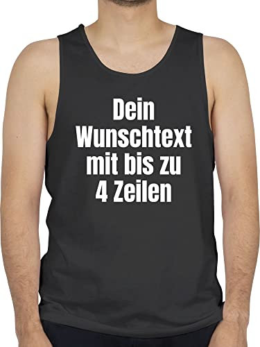 Tanktop Herren Tank Top Männer - Aufdruck selbst gestalten - Wunschtext I Eigener Text I Custom Text - L - Schwarz - Personalisieren Bedrucken personalisierte Datum Shirts Lassen 4 zeilen designen