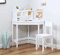 FEFE ® White Study Table and 1 Chairs for Kids Unisex Xmas, Wooden Study Desk with Chair for Children, Writing Desk with Storage and Hutch Shelves for Home School with Tidy Shelf Organiser