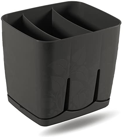 Kerafactum Besteckhalter Besteckkorb Besteckkörbchen Bestecktrockner Abtropfbehälter für Spülmaschine Bestecke Spülmaschinenkorb Besteck Korb Körbchen Köcher Besteckköcher Besteckbecher black