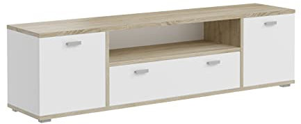 xonox.home Kommode Cosmo Lowboard TV-Bank Schrank in Front weiß Nb. Korpus Sonoma Eiche Nb. ca.181x49x40 cm