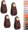 LEREATI 4pcs Leather Drawer Handles Drawer Knobs Kitchen Cupboard Handles, Leather Drawer Pulls for Cupboards, Wardrobe, Dresser, Closet (Dark Brown, Single Hole)