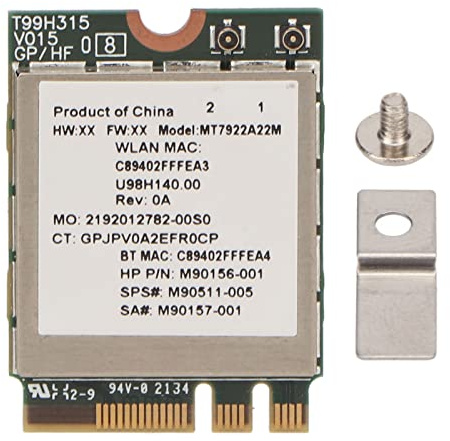 Carte Réseau sans Fil MT7922 Wi-Fi 6E 2400Mbps, 2.4G/5G 802.11AX M.2 NGFF, Bluetooth 5.2 Adaptateur MU-MIMO