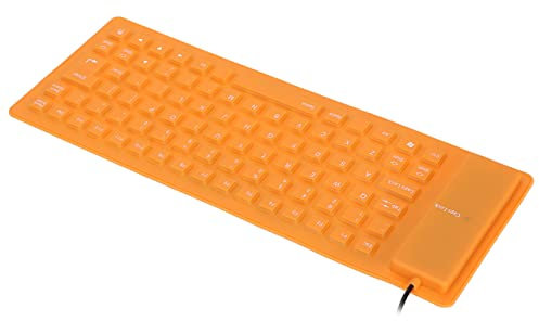 KIMISS Tastiera Arrotolabile Flessibile Wireless in Silicone - Design Completamente Sigillato, Cablata USB, Leggera, Portatile, Silenziosa (Arancia)