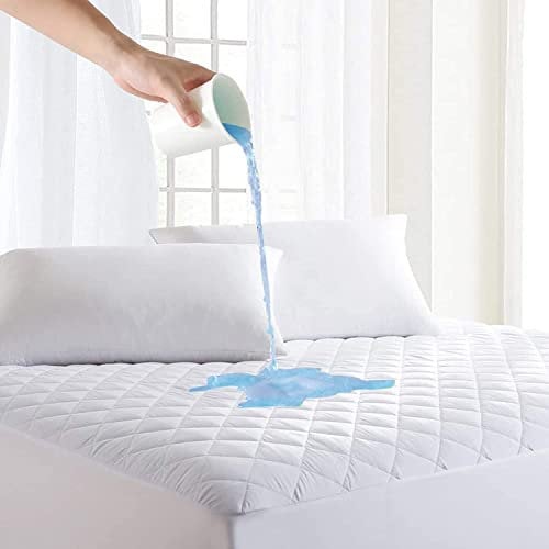 SeventhStitch Extra tiefer, gesteppter, wasserdichter Matratzenschoner, saugstarke Bettunterlagen, atmungsaktiv, hypoallergen, Spannbettlaken, Einzelbett, Doppelbett, Super-Kingsize-Einzelbett, weiß