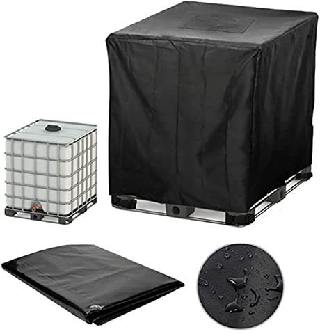 KAXIAA Wassertank-Schutzabdeckung, 300L/600L/800L/1000L-Abdeckung, wasserdichte, staubdichte Ton-Fass-Folienabdeckung, 210D-Oxford-Stoff-Sonnenschutzhaube,Schwarz,800L