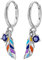 Geralin Gioielli Damen Ohrringe Indianer Feder 925 Sterling Silber Creolen 31,8mm mit 3A Zirkonia Ohrhänger Ohrschmuck Für Frauen Mädchen Geschenk
