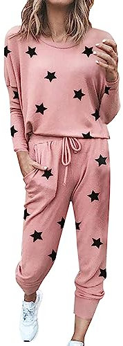 Damen Sommerhose 2Pc Frauen Reine Farbe Anzug Langarm Freizeit Tasche Home Jogginghose Sets Lauf Kleidung Damen