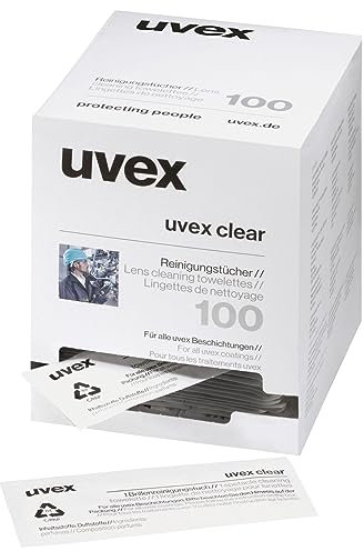 uvex Feuchtreinigungstücher für Brillen 100 Stück, einzeln verpackt, silikonfrei, für saubere Brillen unterwegs