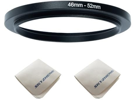 46 mm Objektiv auf 52 mm Kameraobjektivadapter, 46 mm auf 52 mm Step-Up-Ring-Adapterring für alle Marken von UV-ND-CPL, mit Premium-Objektiv-Reinigungstuch, 2 Stück (46 mm-52 mm)