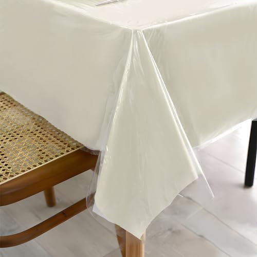 Transparente Tischdecke, PVC Quadratische Plastik Tischfolie, Abwaschbare Tischschutz für den Outdoor, 0.13 mm Dicke Glasklar Wasser und Ölbeständig, Tragbar Leicht zu Reinigen (220 x 140 cm)