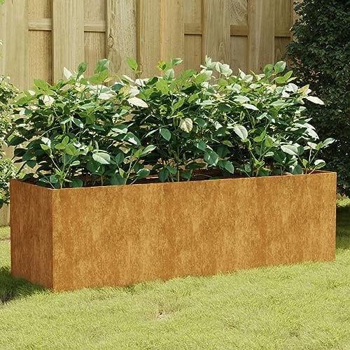 FIRBNUS Jardinière Extérieure 120x40x40 cm Rouillé Acier Corten Résistant aux Intempéries Pot de Jardin Cadre Robuste Mobilier de Patio Cultiver Plantes Fleurs Légumes Décorer Balcon Cour