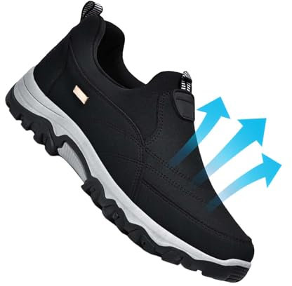 AZMAHT Mocasines Zapatos de Hombre con Alzas Zapatillas sin Cordones Zapatos pies Anchos Zapatillas ortopedicas Hombre Soporte ortopédico para el Arco,Negro,41/255mm