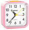 HERMIC Wecker Analog Ohne Ticken Wecker mit Licht, Batteriebetrieben, Lauter Alarm, Schlummerfunktion, Geräuschlos, Leuchtziffern Tragbarer Wecker Leise Klein Reisewecker für Tiefschläfer (Rosa)