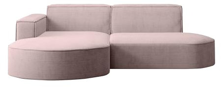 Kaiser Möbel, Ecksofa, Sofa Modena Studio Parma, Modern Design Couch, Polsterecke, Freistehend Sofa Wohnzimmer -Stoff Dicker Cord Poso Rosa Links