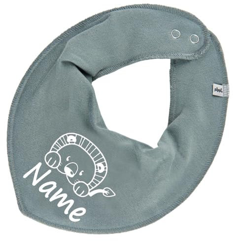 HALSTUCH Löwe mit Name oder Text personalisiert für Baby oder Kind aus Baumwolle in Einheitsgröße eukalyptus