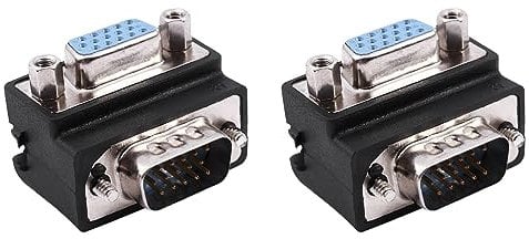 Ficher 2X 15-Pin Vga Male to Female M/F Right Angle Adapter