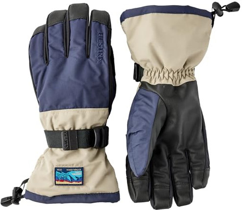 Hestra Unisex Gauntlet Sr 5-Finger Handschuh Wasserdicht Winddicht Isolierte Handschuhe für Skifahren Snowboarden Herren Damen Dark Navy/Beige 7