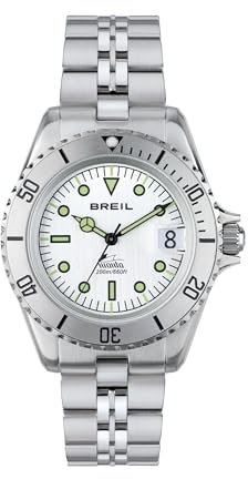 Breil Uhr Herren Manta Heritage Ziffernblatt Weiss Bewegung NUR Zeit Quartz e Bracelet Stahl Silber TW2089