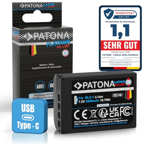 PATONA USB-C Platinum Battery for Olympus BLX-1 BLX1 2600mAh | Compatible: Olympus OM-1, OM-1 II, OM-3