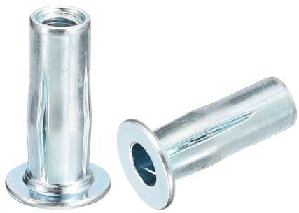 sourcing map M4 Multi-Grip Rivet Nuts, 10pcs Pre-Bulbed Shank Flat Head Threaded Insert Nut Carbon Steel Plus Nuts for Construction Industrial