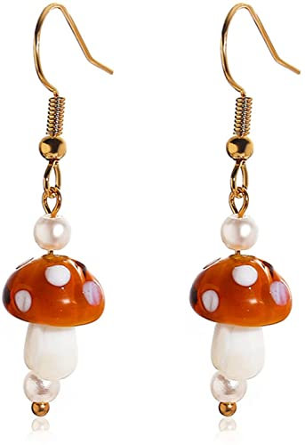 PULABO Bunte Pilzform Baumeln Ohrringe, Süße Frische Chic Charme Pilz Anhänger Ohrringe für Frauen Mädchen Lustige Simulation Pilz Essen Ohrringe Schmuck bequem