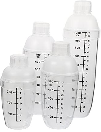 TOPBATHY Shaker À Cocktails En Plastique Avec Échelle 4 Pièces Mélangeur À Vin Pour Barman Thé Cocktails